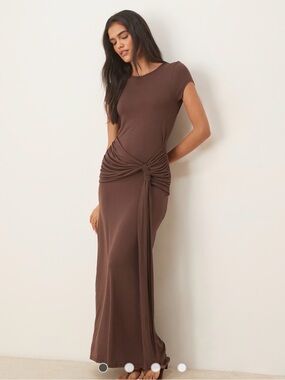 ASOS Design Cap Sleeve Knot Waist Maxi Dress